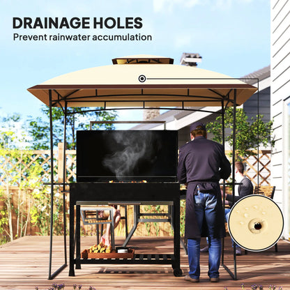8' x 5' Outdoor Grill Gazebo, Double Tiered, Beige BBQ Grill Gazebos at Gallery Canada