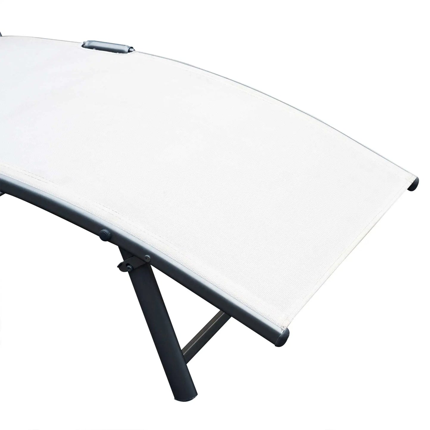 Heavy Duty Adjustable Folding Chair, Outdoor Sun Lounger, 7 Positions, Cream Lounger Chairs at Gallery Canada