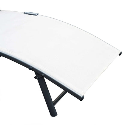 Heavy Duty Adjustable Folding Chair, Outdoor Sun Lounger, 7 Positions, Cream Lounger Chairs at Gallery Canada