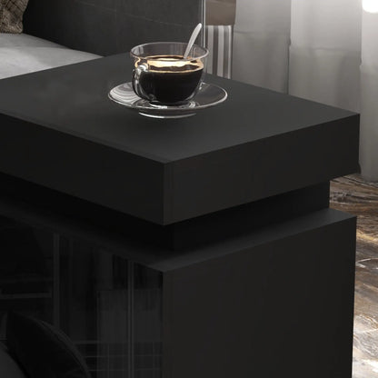 Nightstand, Bedside Table with LED Lights, 2 Drawers, Black Bedside Tables at Gallery Canada