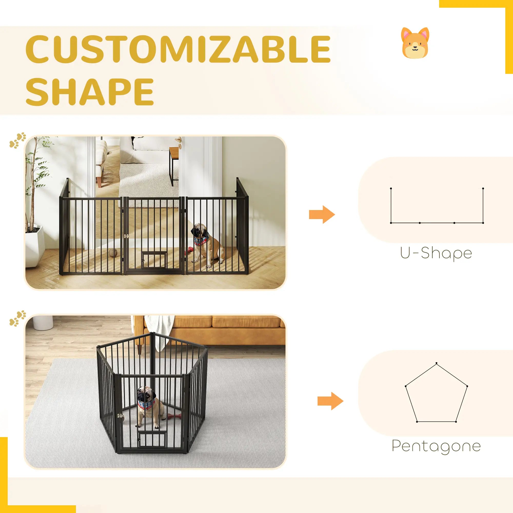 5 Panel Foldable Dog Playpen With Door, 30