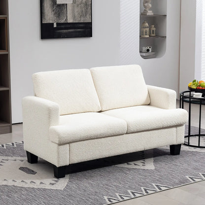54.3" Loveseat Sofa, 2 Seater, Removable Cushions, Wood Frame, Cream White 2-Seater Sofas at Gallery Canada