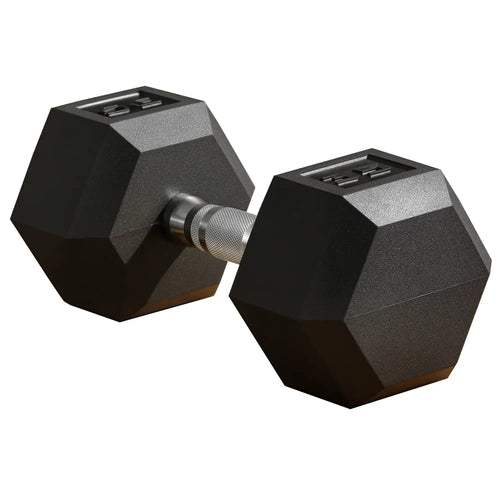 35lbs Rubber Hex Dumbbells, Hand Weight, Fitness Training, Black