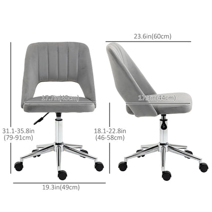 Velvet Swivel Office Chair, Scallop Back, Grey Task Chairs at Gallery Canada