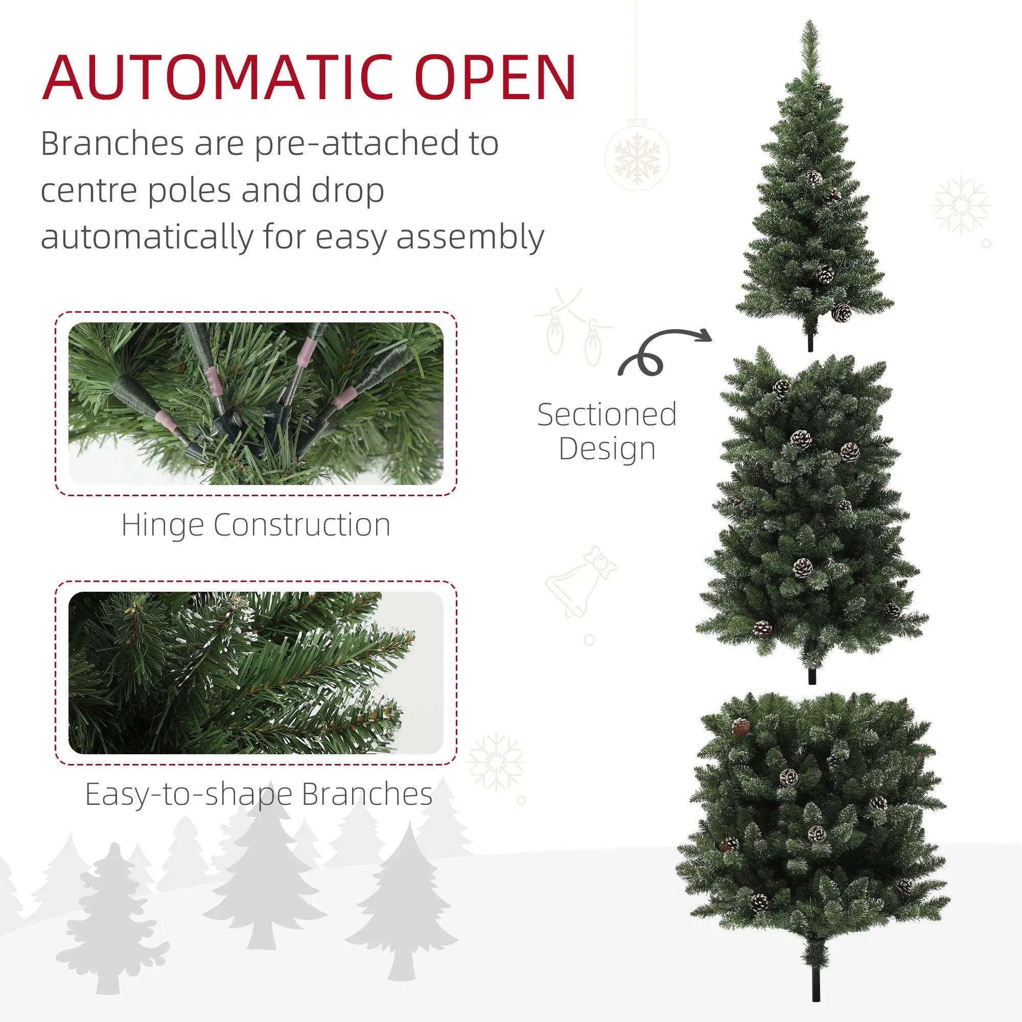 7ft Artificial Pencil Christmas Tree, 980 Branches, Pinecones, Metal Stand Pencil Christmas Trees at Gallery Canada