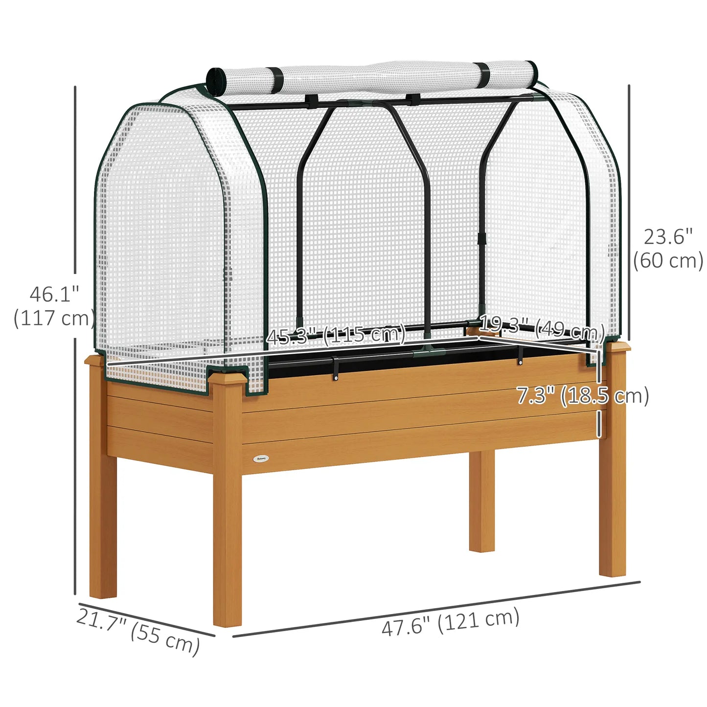 Raised Garden Bed, Wood Planter Box, PE Greenhouse Cover, Outdoor Elevated Elevated Garden Beds at Gallery Canada