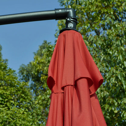 11FT Cantilever Patio Umbrella, Offset Hanging, Easy Tilt, Cross Base, Red Cantilever Umbrellas at Gallery Canada