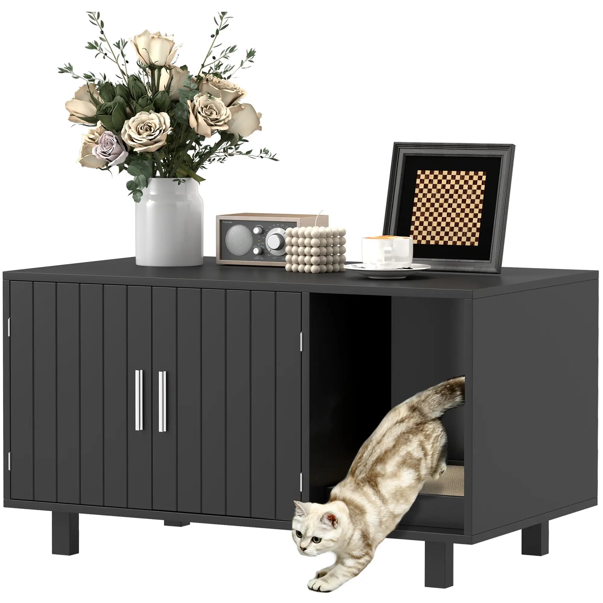 Cat Litter Box Enclosure, End Table with Scratcher, Black Cat Litter Box Enclosures at Gallery Canada
