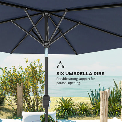 Patio Sun Umbrella, Outdoor Parasol, 6 Ribs, Blue Sun Umbrellas at Gallery Canada