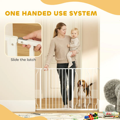 30"-45" Easy Install Pet Gate with Door, Double Lock, Extra Wide, White Houses, Kennels & Pens at Gallery Canada