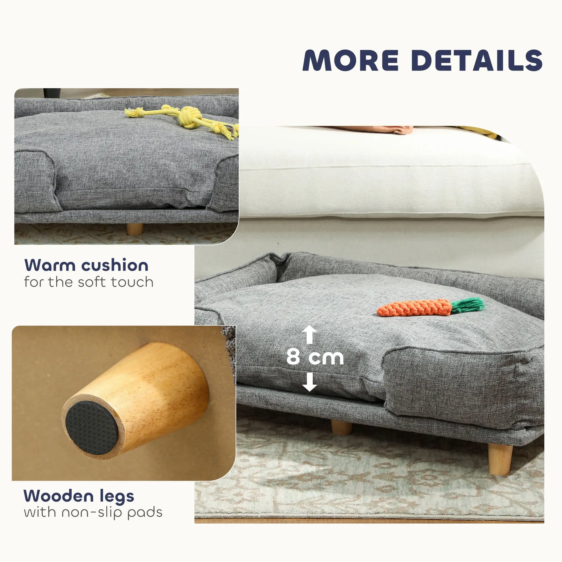 Washable Dog Sofa for Large Dogs, Elevated Pet Couch, Dark Grey Dog Sofas at Gallery Canada