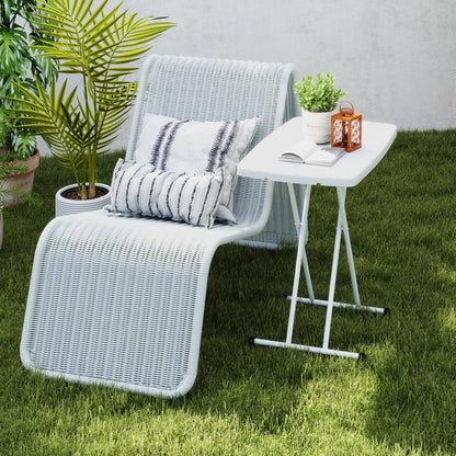 Portable Patio Side Table, Adjustable Height, HDPE Top, Metal Frame, White Patio Side Tables at Gallery Canada