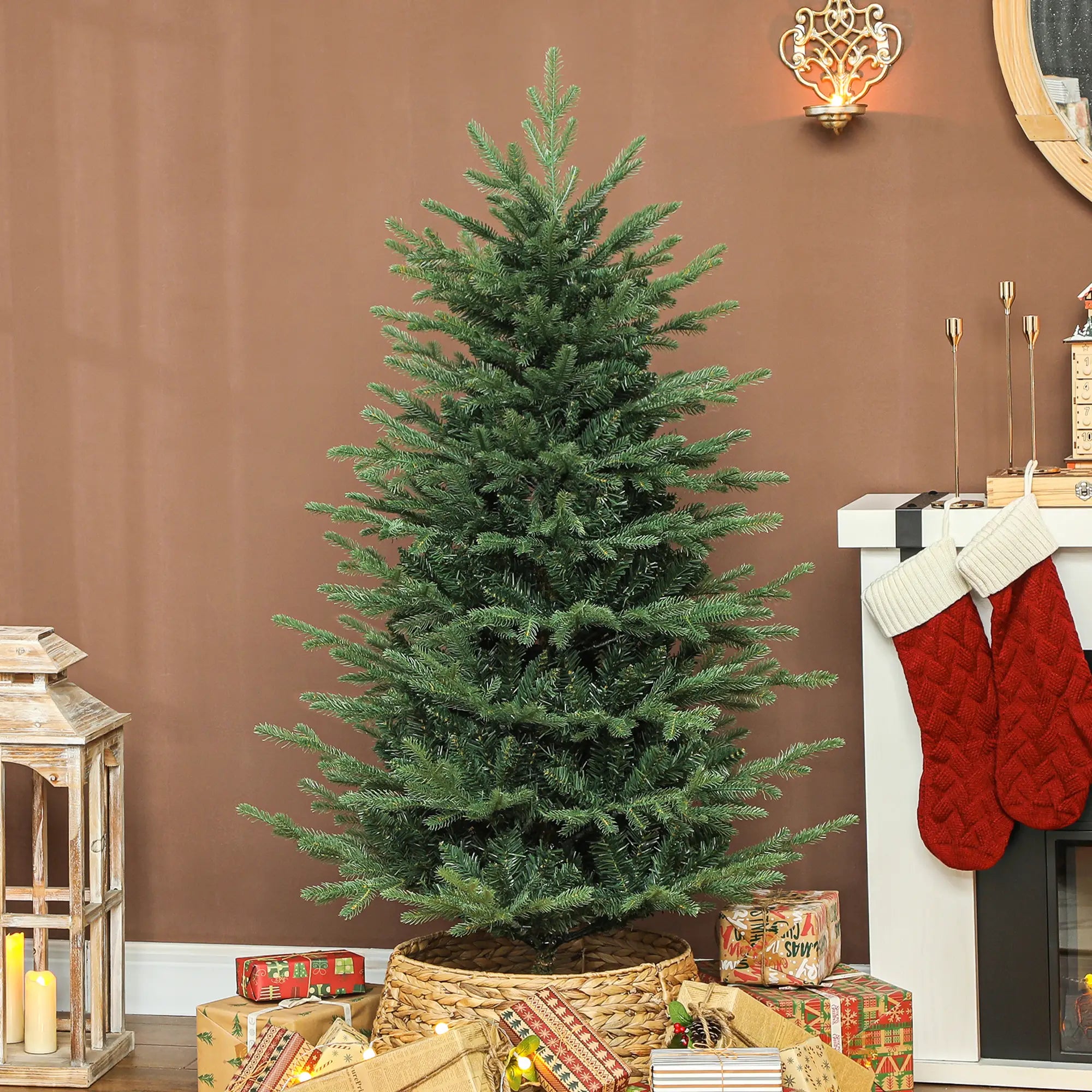5 ft Artificial Christmas Tree, Dense Branches, Ponderosa Fir, Hinged, Easy Assembly Artificial Christmas Trees at Gallery Canada
