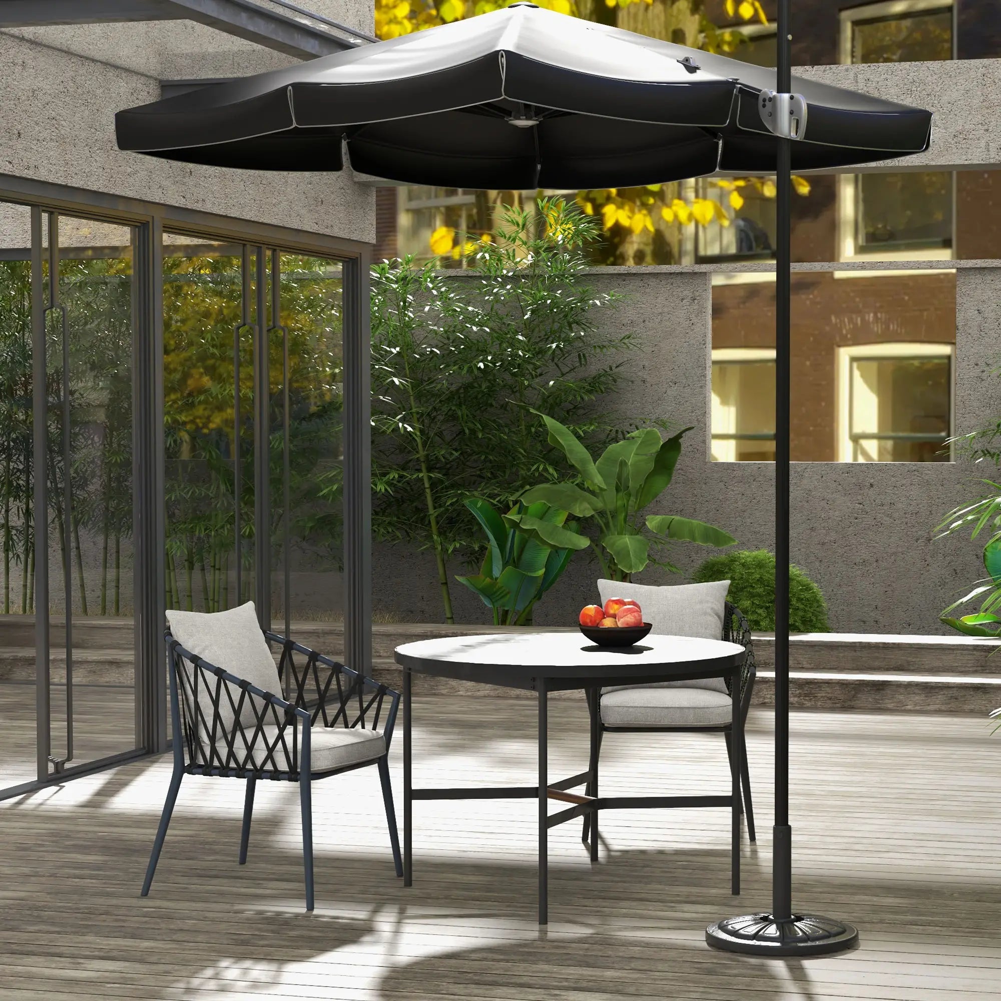 Heavy Duty Concrete Umbrella Base, Steel Pole, Round Parasol Stand, Black Umbrella Bases at Gallery Canada