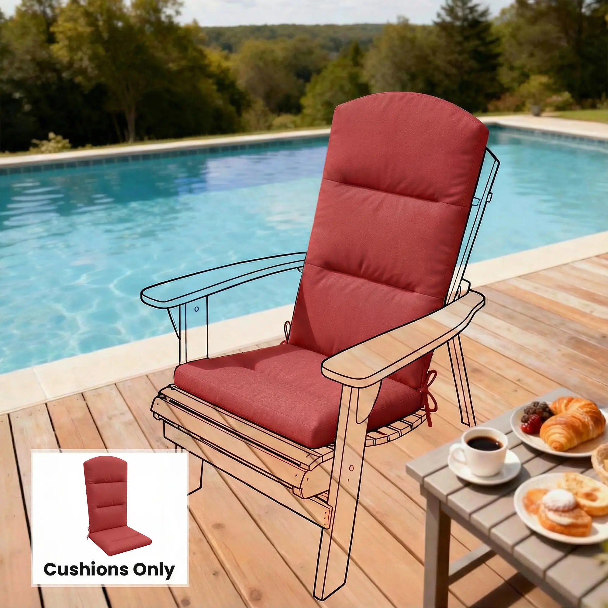 Patio Chair Cushion For Adirondack Chairs, Wine Red Patio Chair Cushions at Gallery Canada