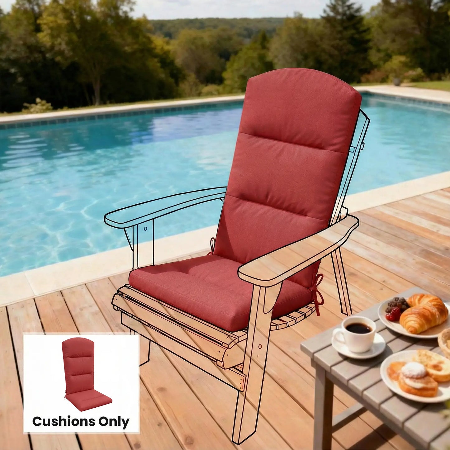 Patio Chair Cushion For Adirondack Chairs, Wine Red Patio Chair Cushions at Gallery Canada