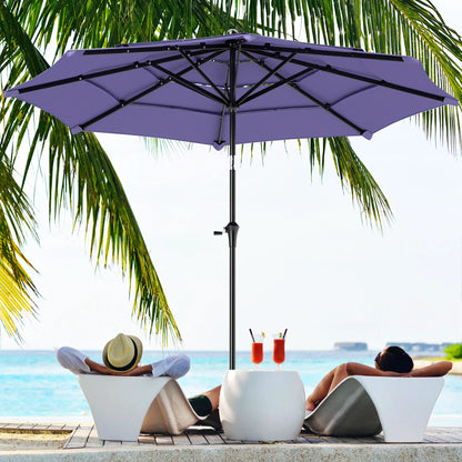 10.7FT Patio Umbrella, 8 Ribs, Crank, Push Button Tilt, Purple Sun Umbrellas at Gallery Canada