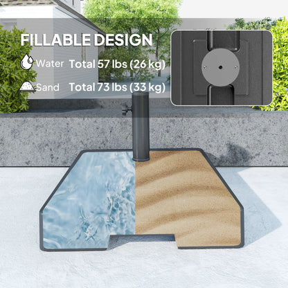 Heavy Duty Outdoor Umbrella Base with Wheels, Holds 73lbs, Black Umbrella Bases at Gallery Canada
