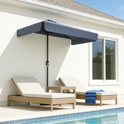 7.5ft Half Umbrella, Crank Handle, Top Vent, Dark Blue Half Round Umbrellas at Gallery Canada