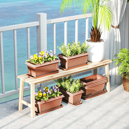 7 Pack 15.7" Plastic Flower Planters, Drainage Holes, Trays, Brown Garden Accessories at Gallery Canada