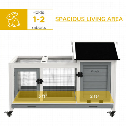 Rabbit Cage With Wheels, Ramp, Run, Tray, Indoor Outdoor, Grey Rabbit Hutch at Gallery Canada