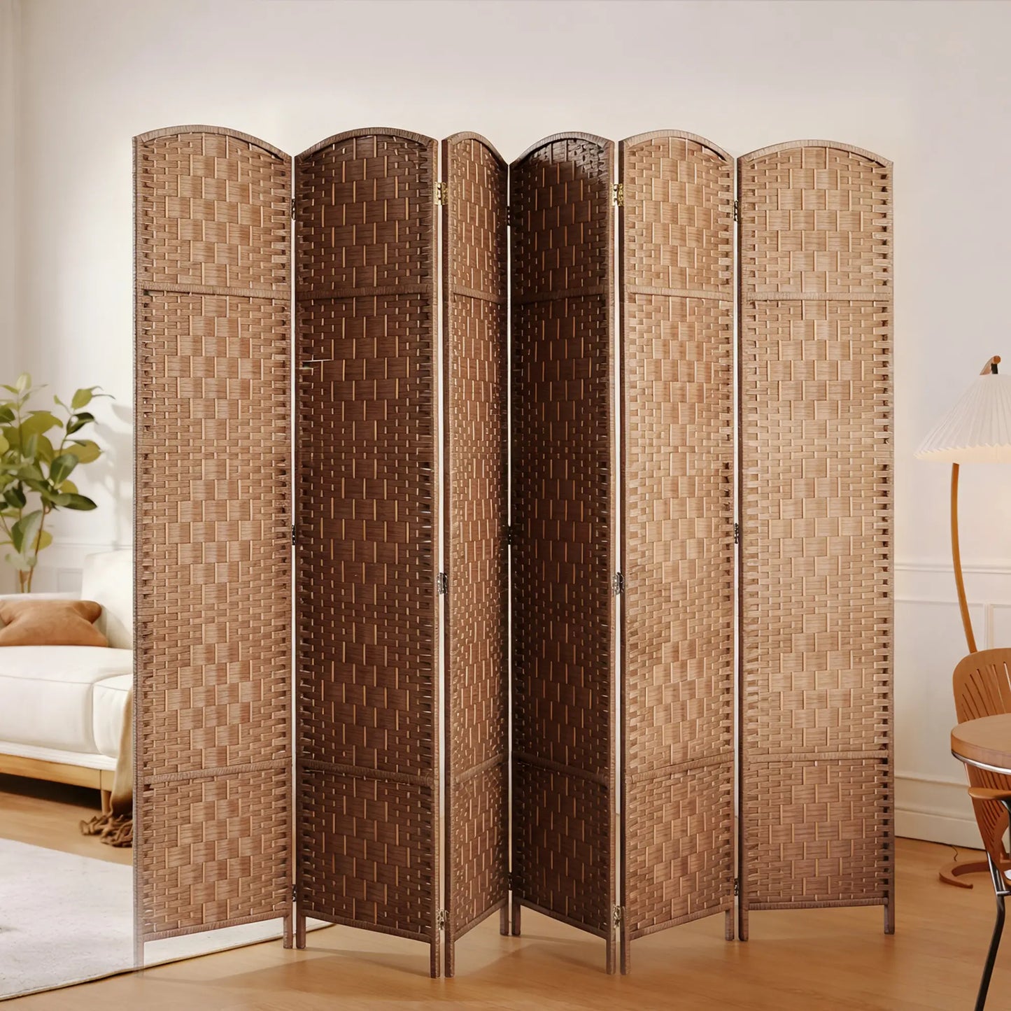 6ft Folding Room Divider, 6 Panel Wooden Frame, Natural Room Dividers at Gallery Canada