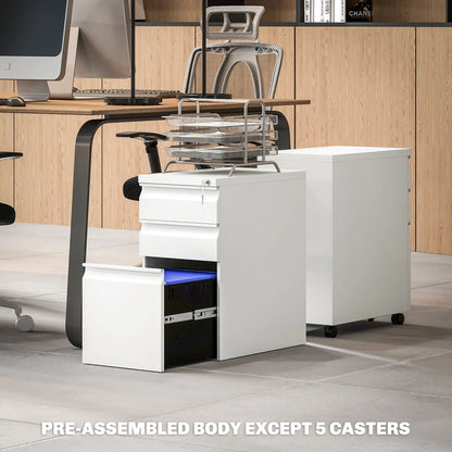 3 Drawer Steel Filing Cabinet with Lock, Hanging Bar, White Office Cabinets & Cupboards at Gallery Canada