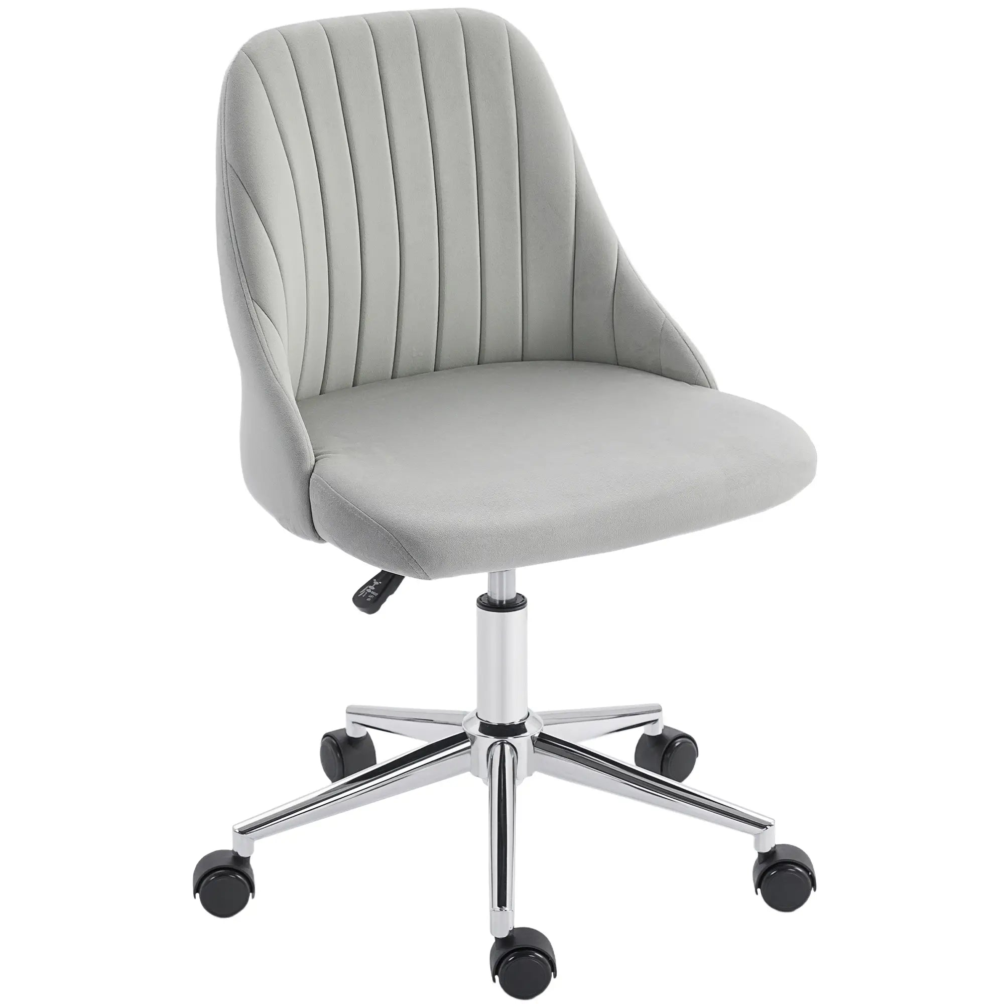 Vanity Chair for Makeup, Velvet Comfy Office Chair with Adjustable Height, Swivel Wheels for Bedroom, Living Room, Grey Task Chairs at Gallery Canada