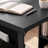 Fold-Out Computer Desk with Shelves, Bag, Wall Mount, Black