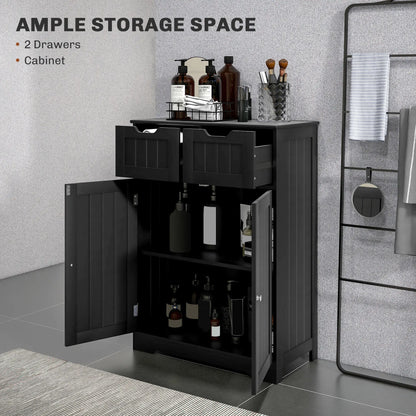 Bathroom Storage Cabinet, 2 Drawers, Adjustable Shelf, Black Bathroom Cabinets at Gallery Canada