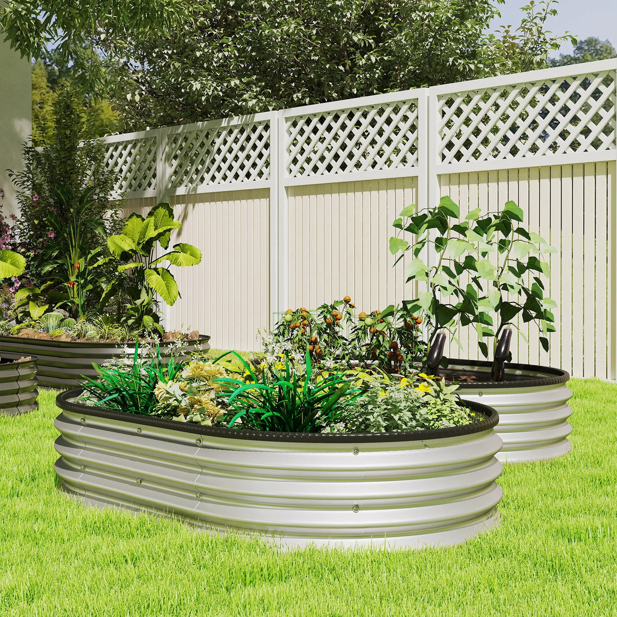 2Pcs Galvanized Raised Garden Bed, 5x3x1 ft, Silver Galvanized Planter Boxes at Gallery Canada