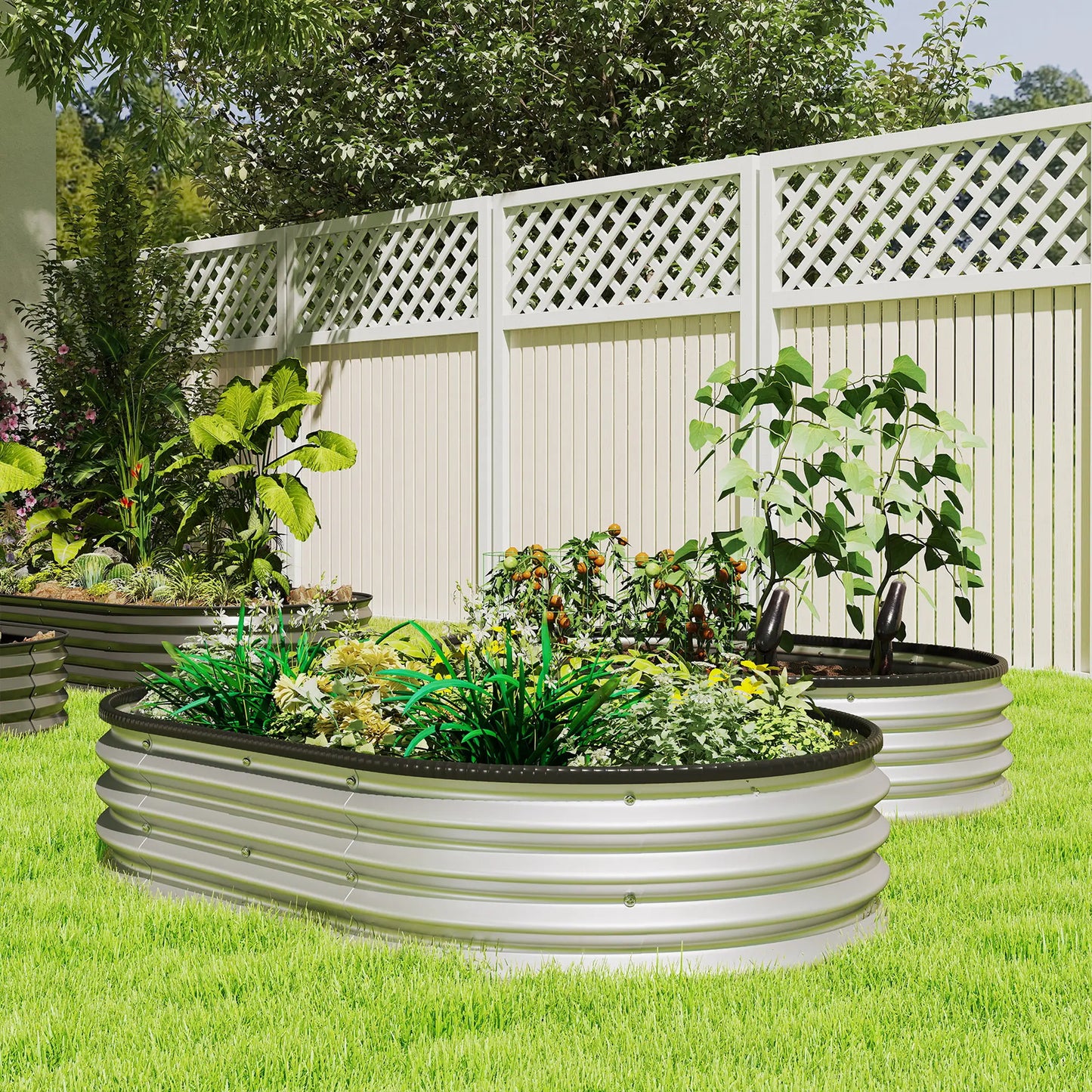 2Pcs Galvanized Raised Garden Bed, 5x3x1 ft, Silver Galvanized Planter Boxes at Gallery Canada