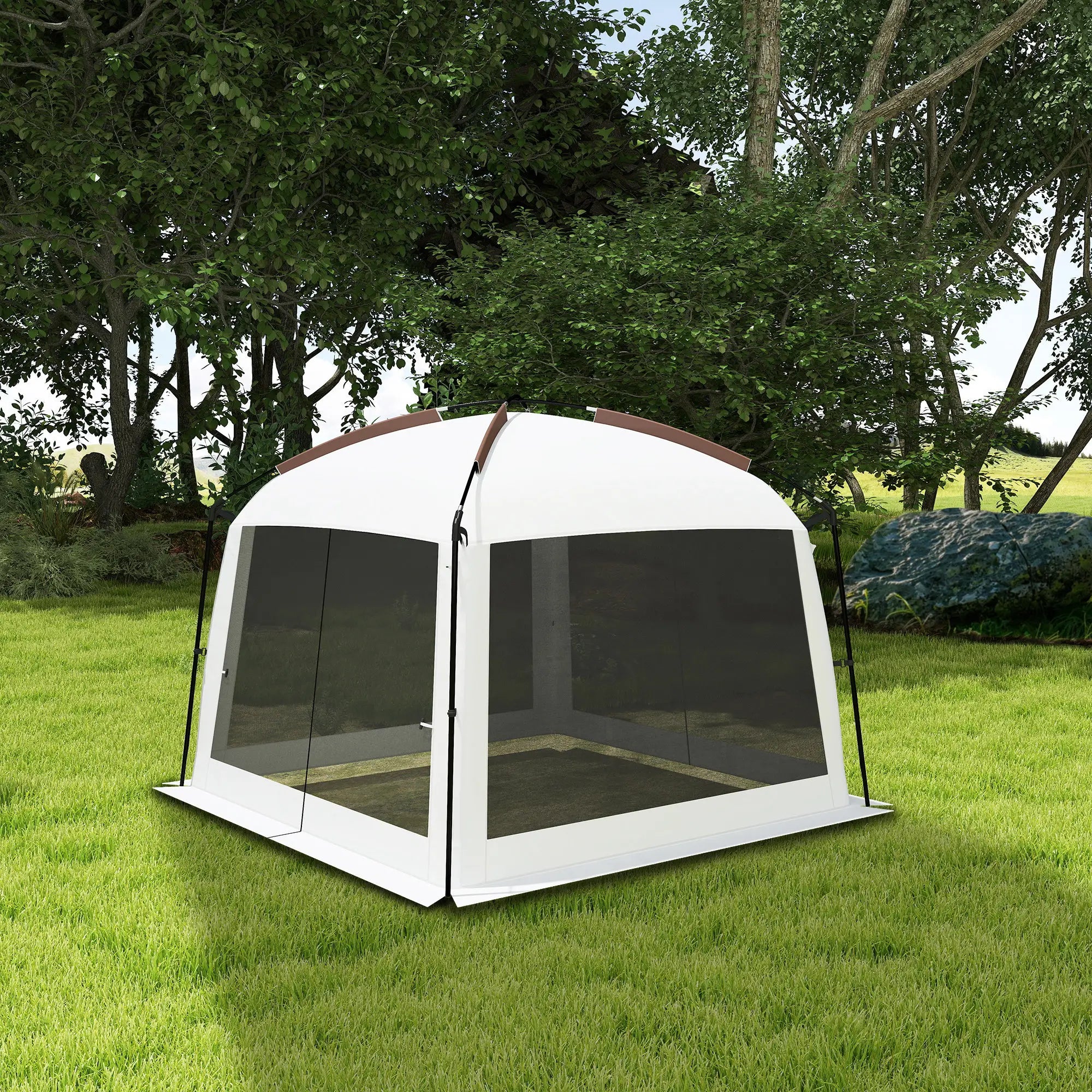 10' x 10' Screen Tent, UV50+ Protection, Fits 6-8 People, White Pop Up Canopies at Gallery Canada