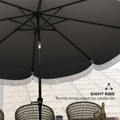 9FT Patio Umbrella, UPF 30+, Crank, 8 Ribs, Tilt, Vented, Charcoal Grey Sun Umbrellas at Gallery Canada