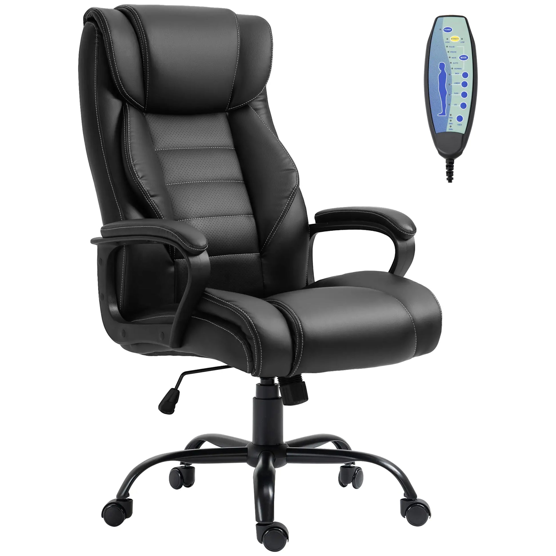 Massage Office Chair, High Back Executive, 6-Point Vibration, Adjustable Height, Black Massage Chairs at Gallery Canada