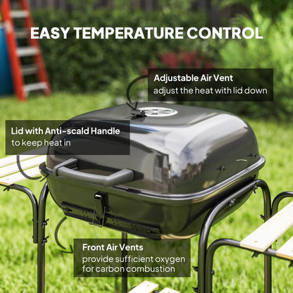 Charcoal BBQ Grill, 1840 cm² Cooking Area, 3 Shelves, Adjustable Vent, Black Charcoal BBQ Grils at Gallery Canada