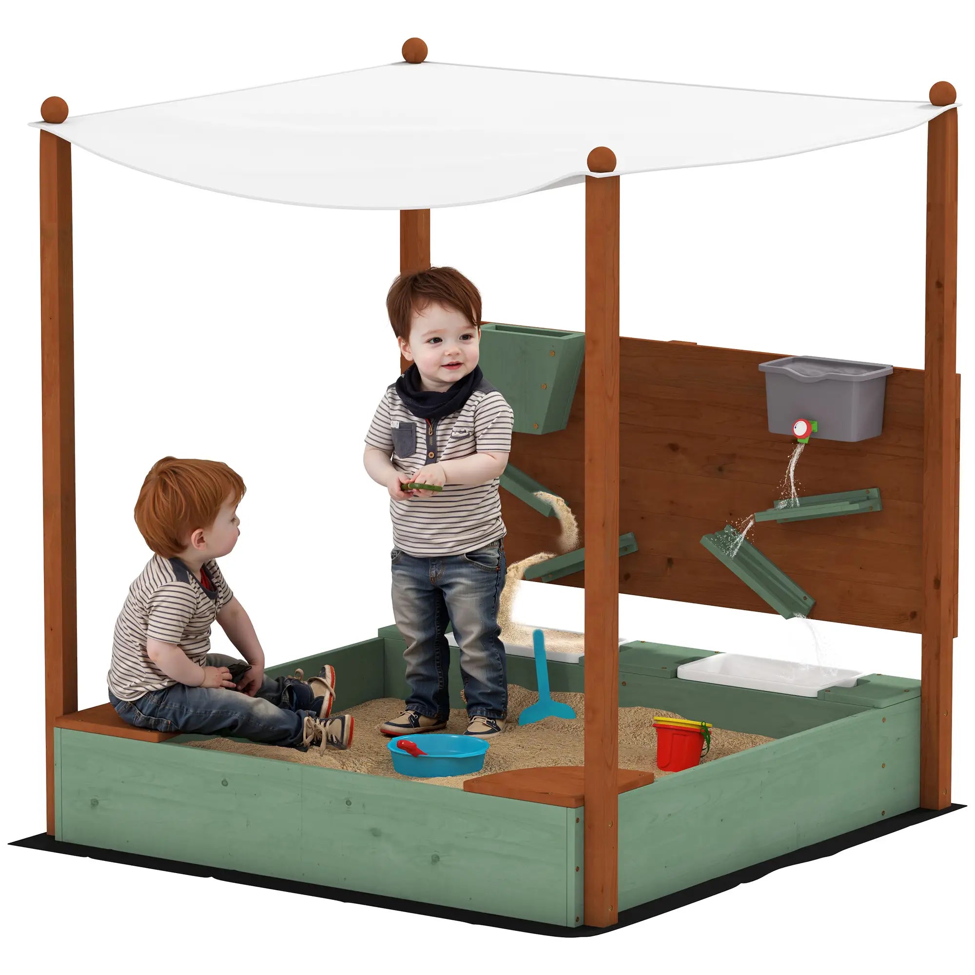 Wooden Kids Sandbox with Canopy, 46
