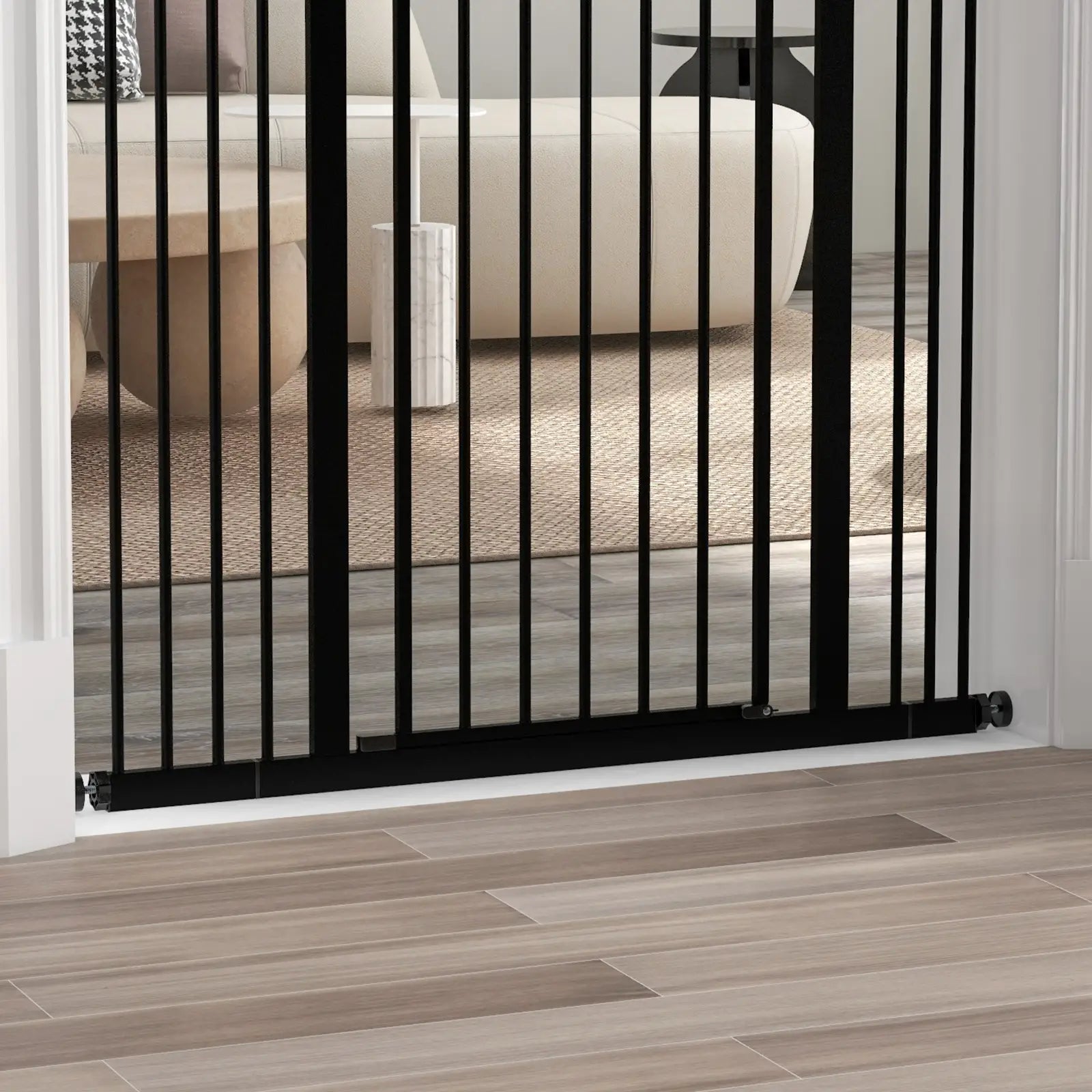 Extra Tall Dog Gate with Door, Pressure Fit, Auto Close, 29