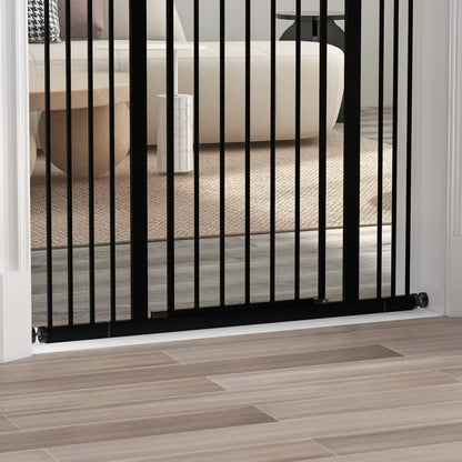 Extra Tall Dog Gate with Door, Pressure Fit, Auto Close, 29"-39", Black Houses, Kennels & Pens at Gallery Canada