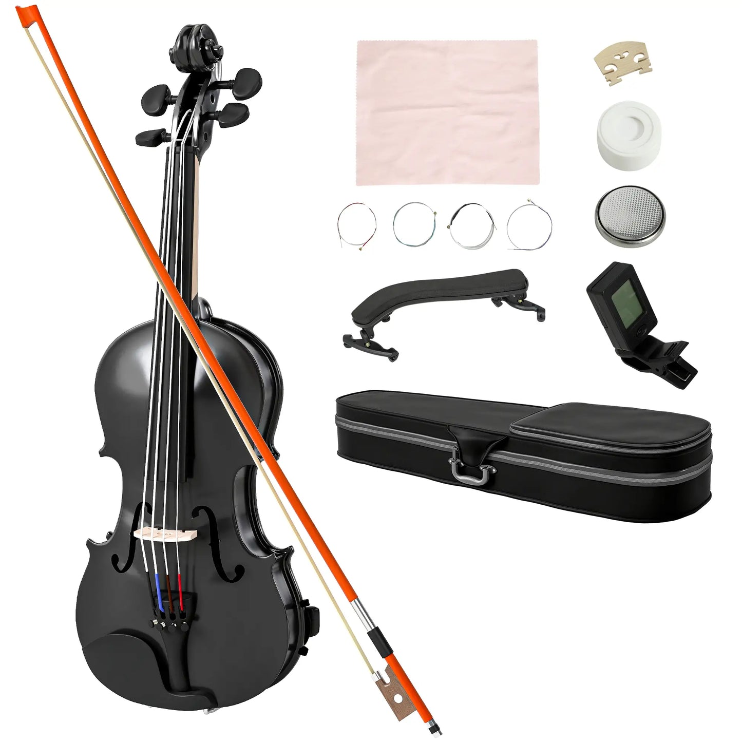 Full Size Violin, Wood Acoustic Set, Case, Rosin, Shoulder Rest, Black Electronic Musical Pianos at Gallery Canada