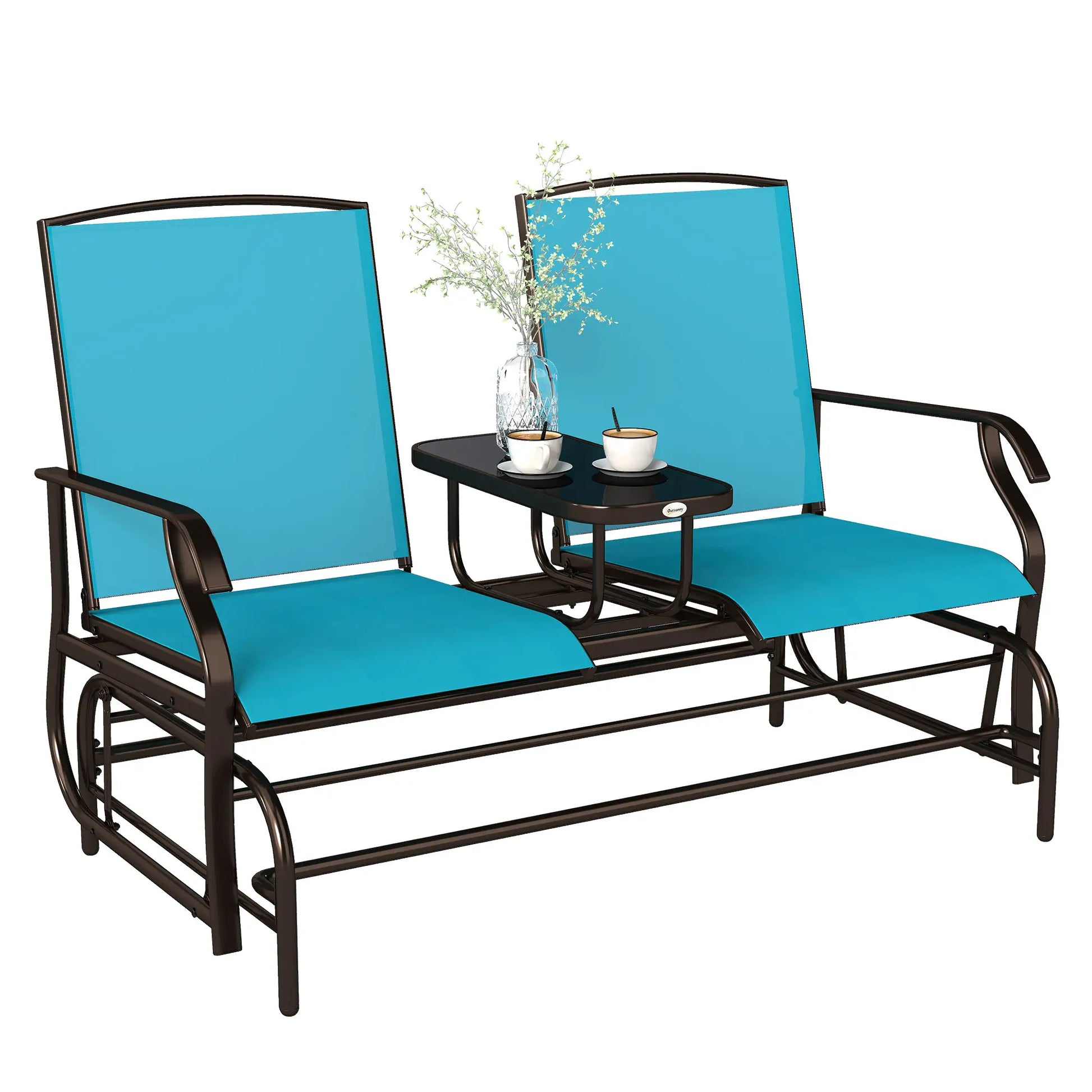 2 Person Outdoor Glider Rocking Chair, Garden Bench, Blue Outdoor Gliders at Gallery Canada