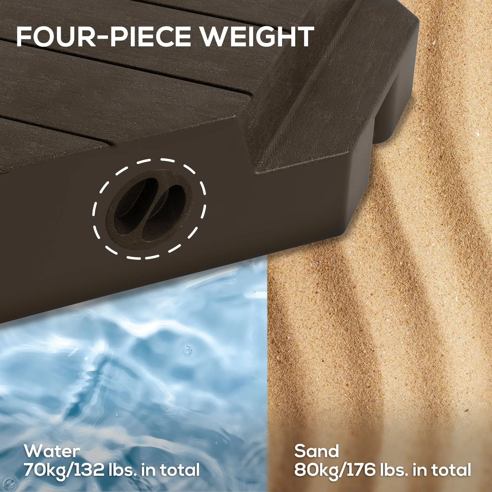 Offset Umbrella Base, 132 lb. Water or 176 lb. Sand, Brown Umbrella Bases at Gallery Canada