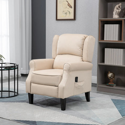 Massage Recliner Chair, Suede Wingback with Footrest, Wood Legs, Remote, Beige Single Sofas at Gallery Canada