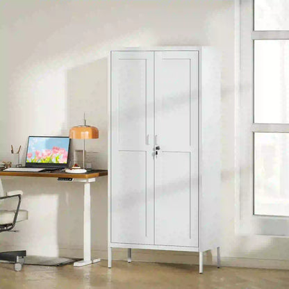 Office Storage Cabinet, Lockable, 3 Adjustable Shelves, 2 Doors, White Office Cabinets & Cupboards at Gallery Canada