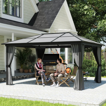 12' x 15' Hardtop Gazebo, Polycarbonate Roof, Aluminum Frame, Dark Grey Gazebos at Gallery Canada