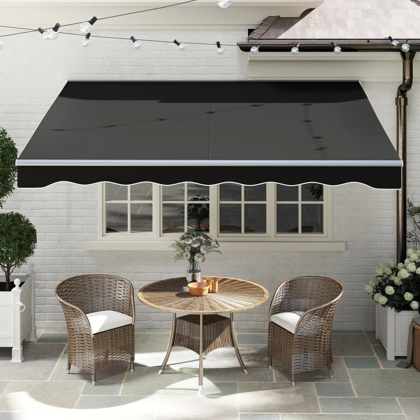 10' x 8' Electric Retractable Awning, UV Protection, Black Deck Awnings at Gallery Canada