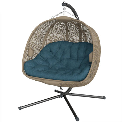 Hanging Egg Chair With Stand, Dark Grey Patio Swings with Stand at Gallery Canada
