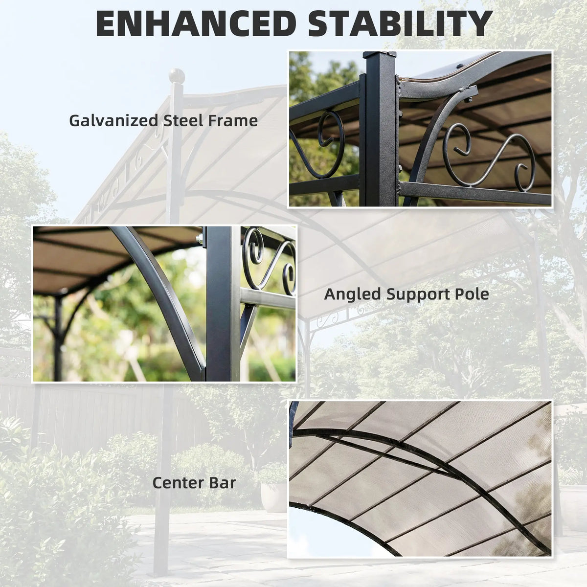 10' x 10' Outdoor Pergola, Galvanized Steel Frame, UV30+ Canopy, Cream White
