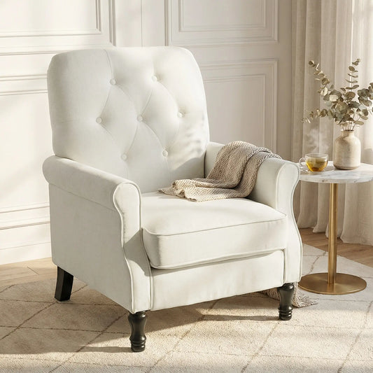 Accent Chair, Mid-Century Modern Armchair, Cream White Single Sofas Cream White, Black at Gallery Canada