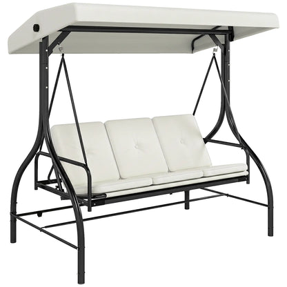 Convertible Patio Swing Bed with Canopy, 3 Seater, White Porch Swings with Canopy at Gallery Canada